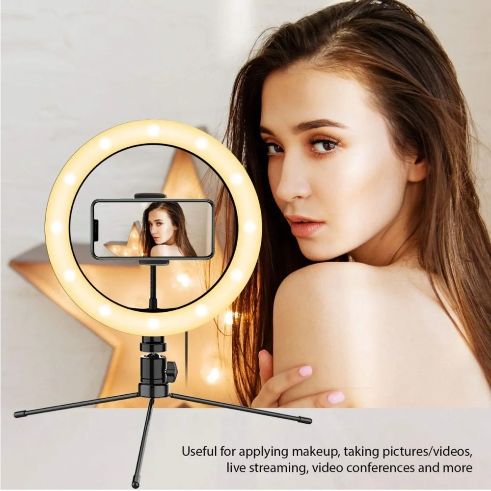 10” LED Tabletop Ring Light with Remote